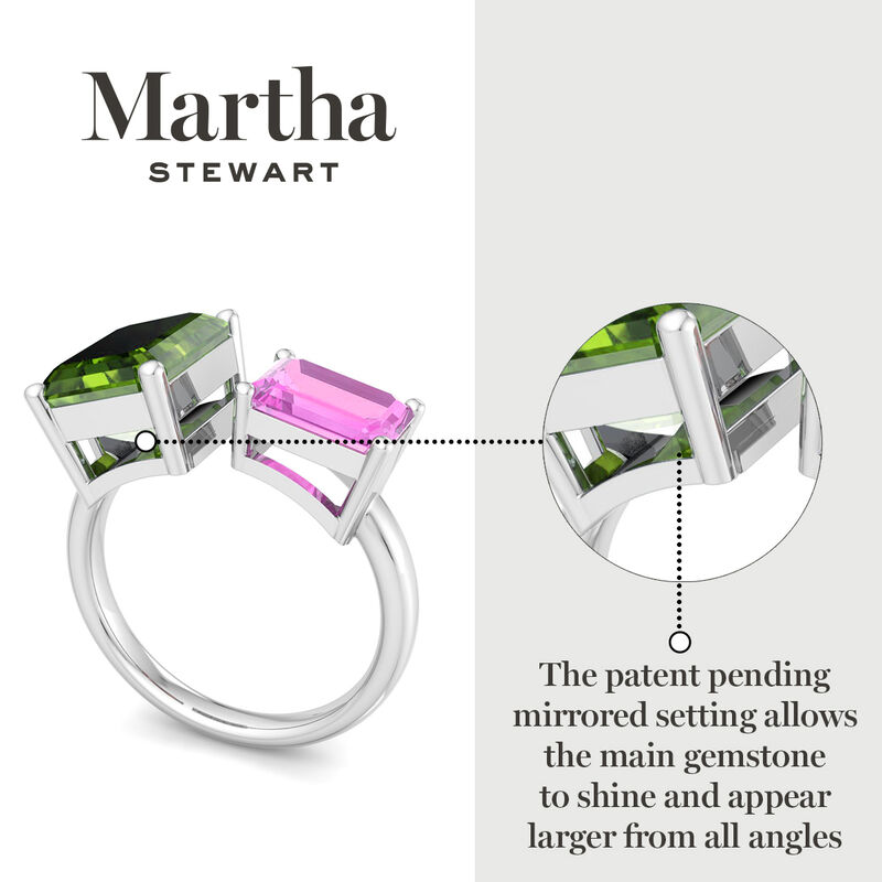 Martha Stewart 4 1/2ctw. Peridot & Pink Sapphire Two Stone Ring In Sterling Silver image number null